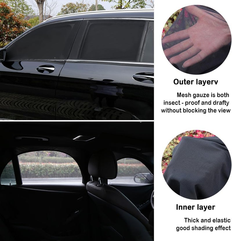 Turcee 4PCS Car Window Shades with Zipper,Breathable Car Window Cover Baby Window Shades for Car,Camping Essentials Side Window Sun Shade for Privacy Protection Fits Most Cars - Image 3